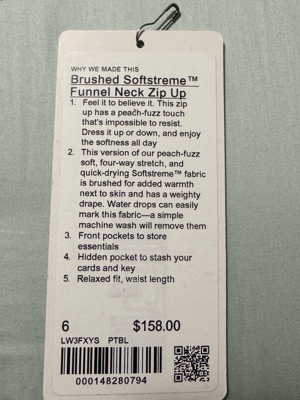 NWT Women’s Lululemon Brushed Softstreme Funnel Neck Zip Up Size 6 - Picture 11 of 11